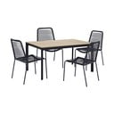 Komplet 4 črnih jedilnih stolov Kai in mize Thor v naravni barvi - Bonami Essentials