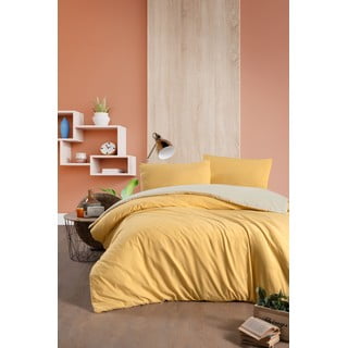Rumeno-kremno bela podaljšana posteljnina za zakonsko posteljo z rjuho 200x220 cm - Mila Home