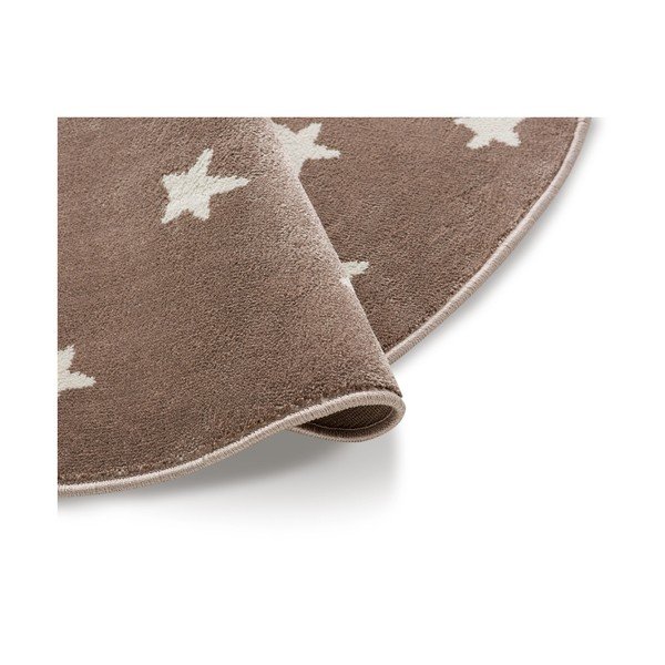 Rjava okrogla preproga z zvezdami KICOTI Stars, ø 80 cm-image-1