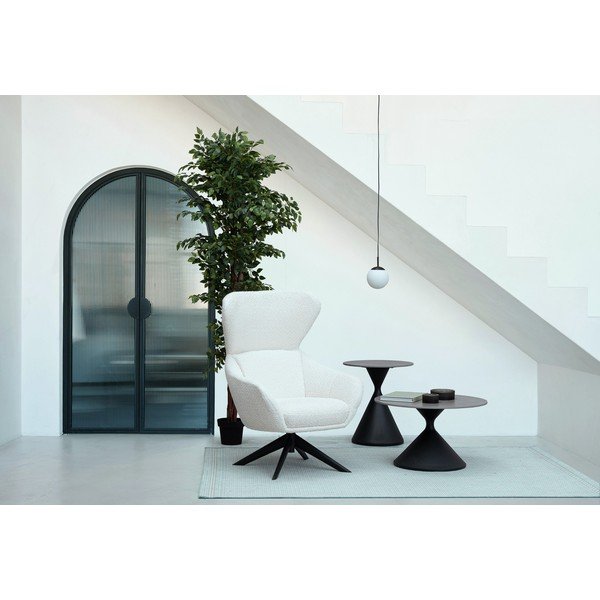 Črna okrogla klubska mizica z mizno ploščo v marmornem dekorju ø 70 cm Joona – Bizzotto-image-1