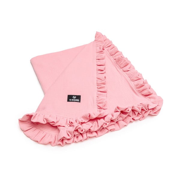 Rožnata otroška odeja iz muslina 80x100 cm – T-TOMI