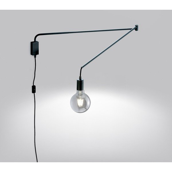 Mat črna stenska svetilka z upogljivo konstrukcijo z vtikačem Line – Trio-image-1