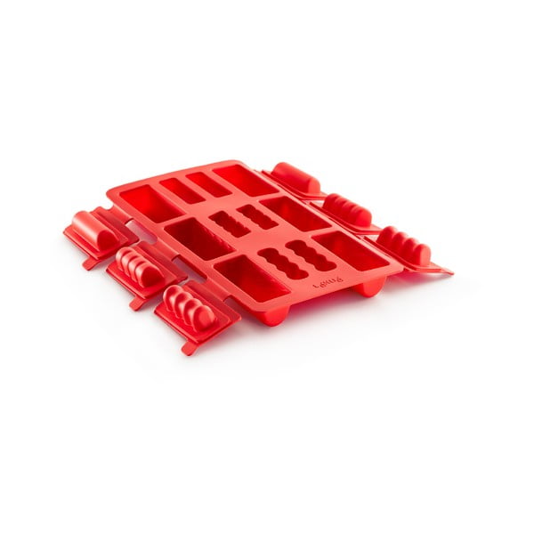 Rdeč silikonski model za mini pecivo Lékué Square