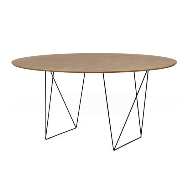Jedilna miza iz orehovega lesa s črnim podnožjem Symbiosis Row, ⌀ 150 cm