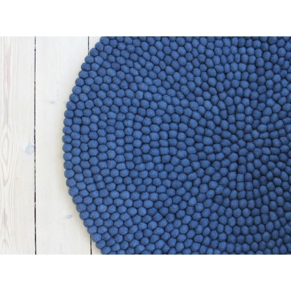 Modra preproga iz volnenega filca Wooldot Ball Rugs, ⌀ 90 cm