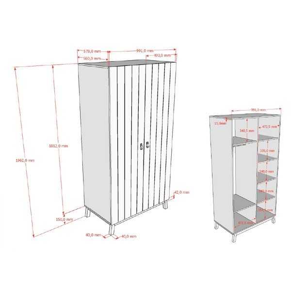 Bež otroška garderobna omara 99x196x58 cm Sezane – Vipack-image-3