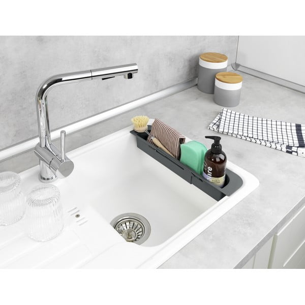 Siv plastičen teleskopski odcejalnik za pomivalno korito 49,5x8,5 cm Fino – Wenko-image-1