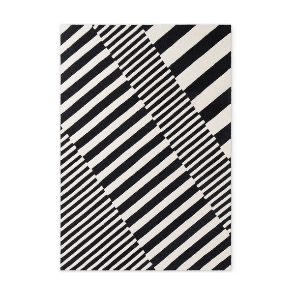 Črno-bela ročno tkana volnena preproga 120x180 cm Stryve Flux – Elle Decoration