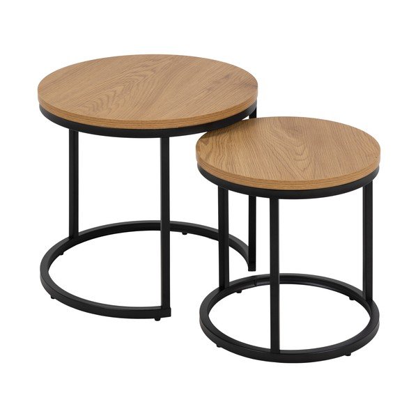 Okrogle stranske mizice v kompletu 2 ks z mizno ploščo v hrastovem dekorju ø 45 cm Spiro – Actona-image-2