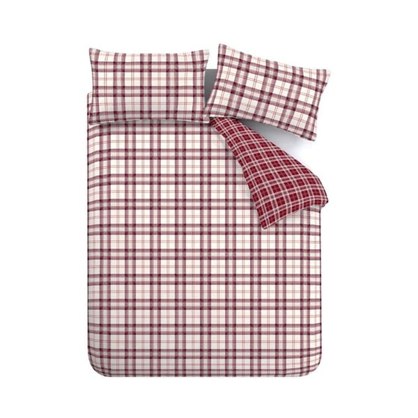 Bordo rdeča enojna posteljnina 135x200 cm Kelso Check – Catherine Lansfield