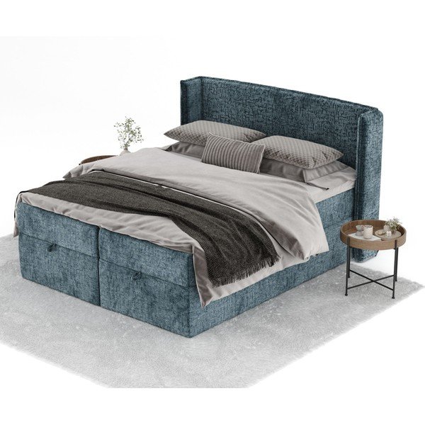 Modra boxspring postelja s prostorom za shranjevanje 180x200 cm Passion – Maison de Rêve-image-2