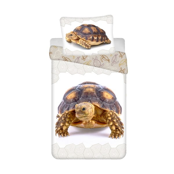 Belo-rjava enojna bombažna otroška posteljnina 140x200 cm Tortoise – Jerry Fabrics