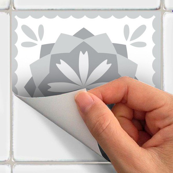 Komplet 12 stenskih nalepk Ambiance Cement Tiles Shades of Gray Cordoba, 10 x 10 cm-image-1