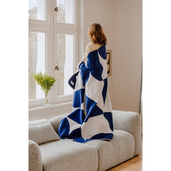 Modro-kremno bela odeja 150x200 cm Tul – noo.ma-image-1
