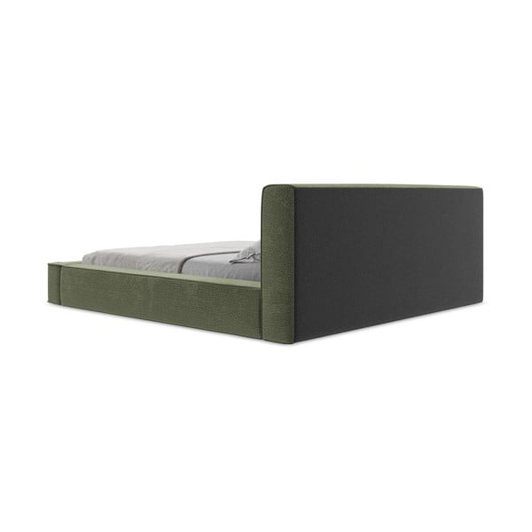 Zelena oblazinjena zakonska postelja z odlagalnim prostorom z rešetko 180x200 cm Noho - Makamii-image-2