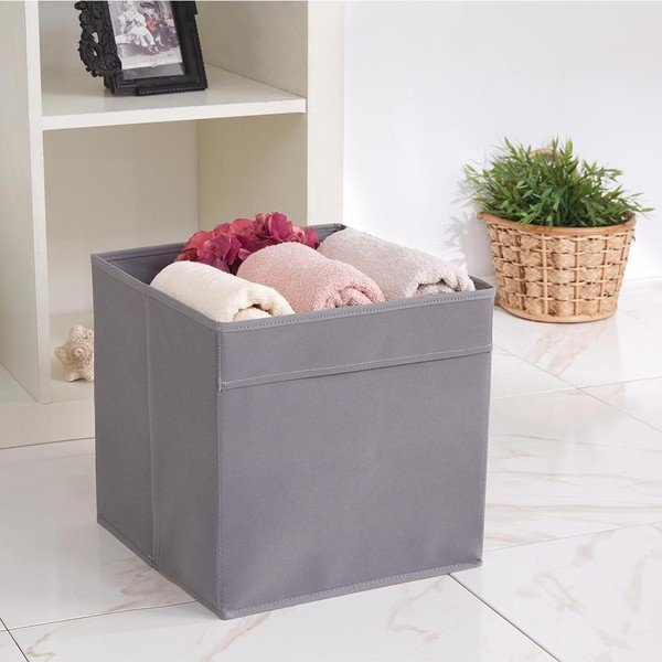 Siva tekstilna škatla za shranjevanje 30x30x30 cm – Mioli Decor-image-1