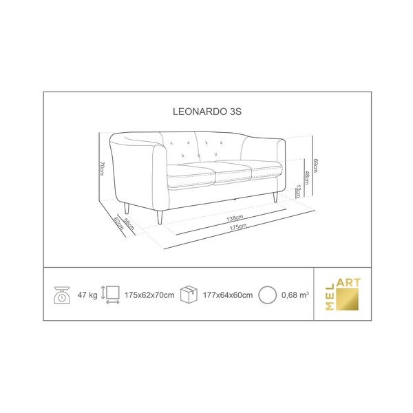 Vijolični kavč Kooko Home Love, 175 cm-image-3