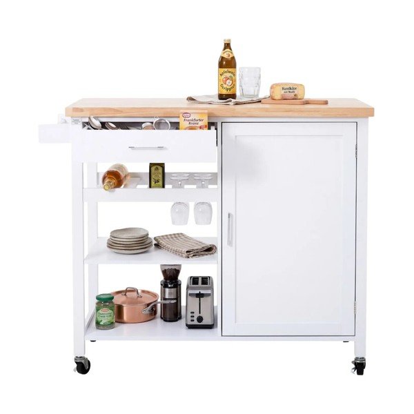 Servirni voziček na kolesih iz masivnega kavčukovca 48x105 cm Frankfurt – Premier Housewares-image-4