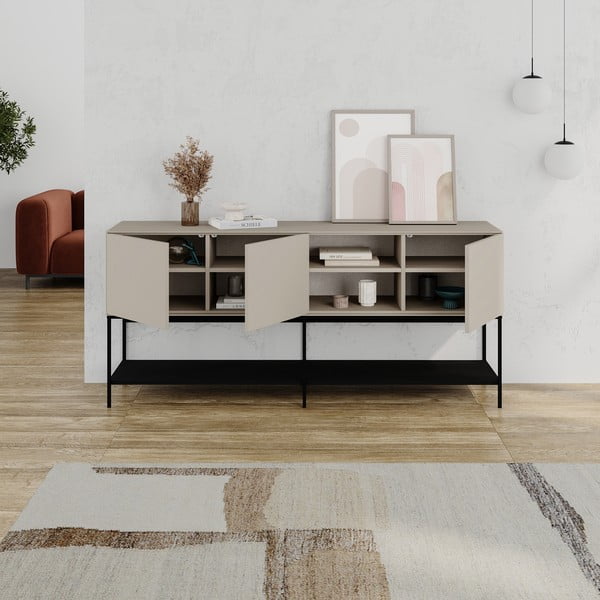 Črna/kremno bela komoda 180x80x40 cm Amira – Marckeric-image-3