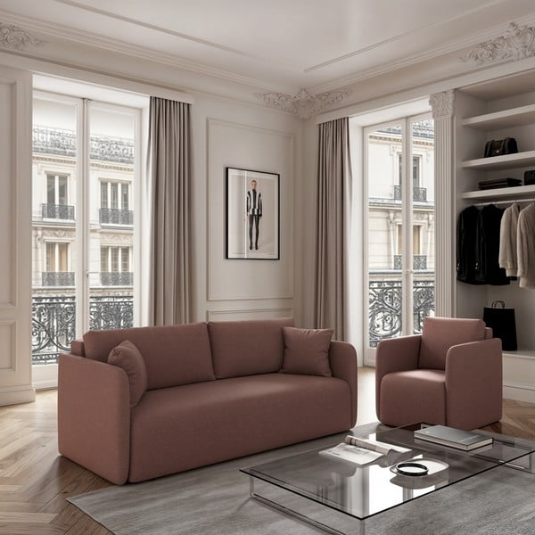 Rožnata raztegljiva sedežna garnitura 220 cm Chaum – Rodier-image-1