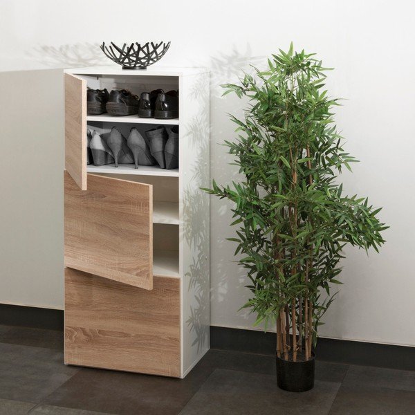 Rjava omara za čevlje z belim ohišjem Symbiosis Bamboo-image-1