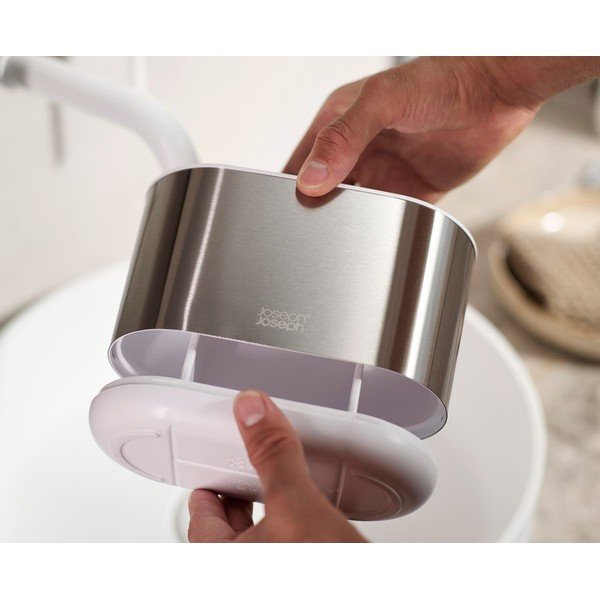 Stojalo za zobne ščetke iz nerjavečega jekla v srebrni barvi Duo Steel – Joseph Joseph-image-3