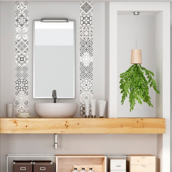 Komplet 30 stenskih nalepk Ambiance Cement Tiles Shade of Gray Bari, 10 x 10 cm-image-2