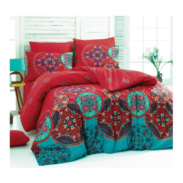 Pisana posteljnina za zakonsko posteljo z mešanico bombaža Indija, 220 x 220 cm