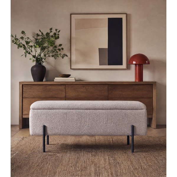 Bež klop iz tkanine bouclé Watford – House Nordic-image-3