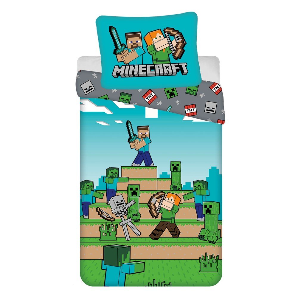 Enojna bombažna otroška posteljnina 140x200 cm Minecraft "We got this" 