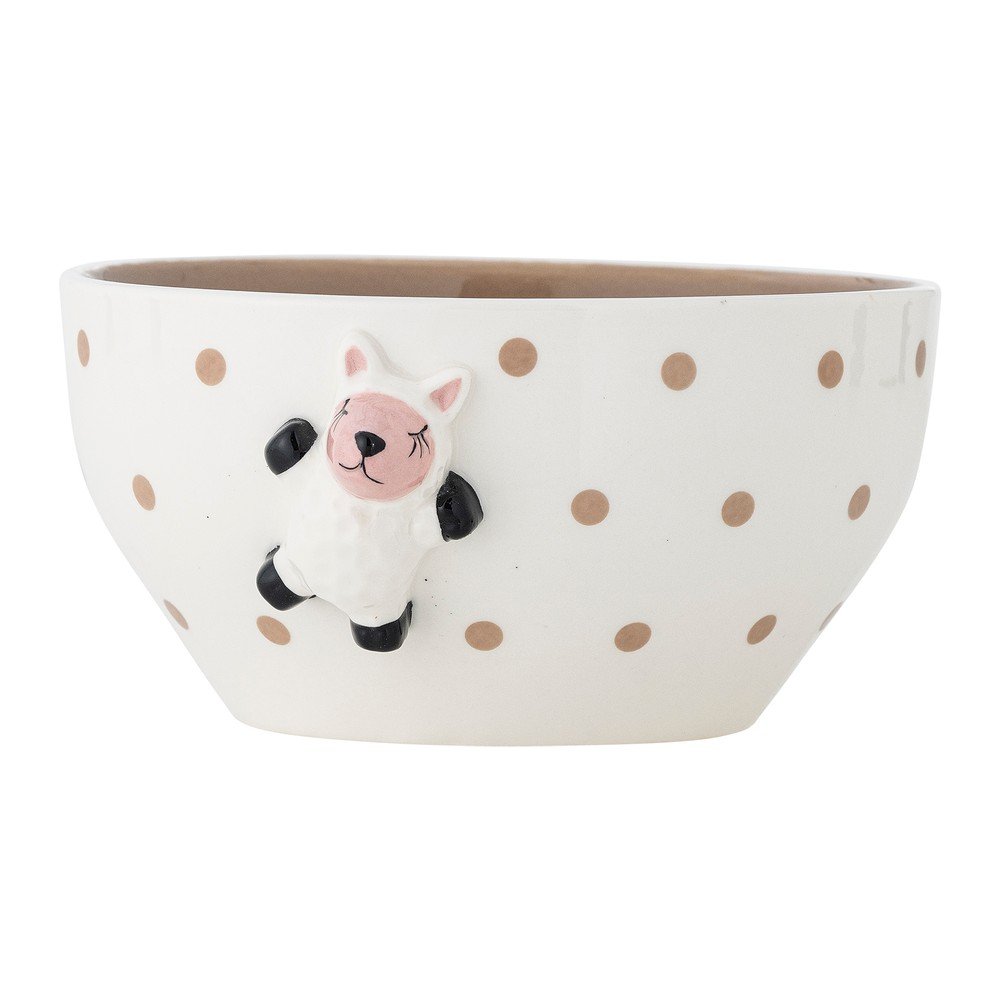 Bela/rjava otroška skleda iz kamenine ø 14 cm Dolly