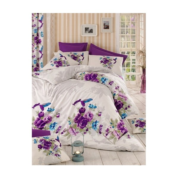 Vijolična dvojna posteljnina Jeannine, 200 x 220 cm