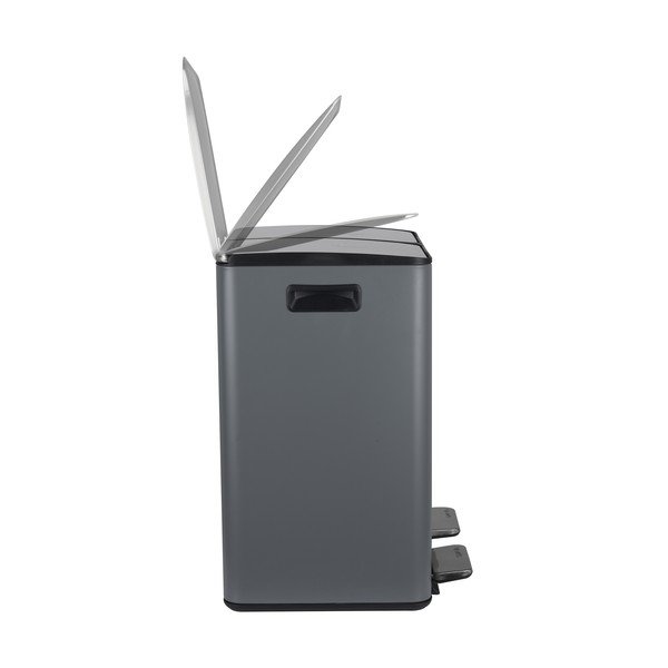 Temno siv jeklen koš za smeti za ločevanje odpadkov s pedalom 2x20 l Aliya – Spirella-image-3