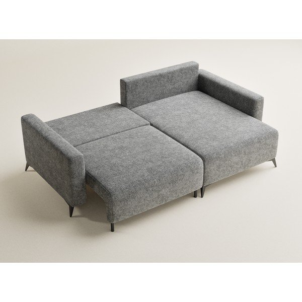 Siva raztegljiva/s prostorom za shranjevanje kotna sedežna garnitura iz šenilje (desni kot/z ležalnikom) Leon – Maison de Rêve-image-3