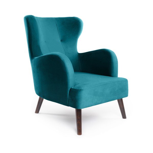 Turkizen žameten fotelj z naslonom Noemye – Bonami Selection