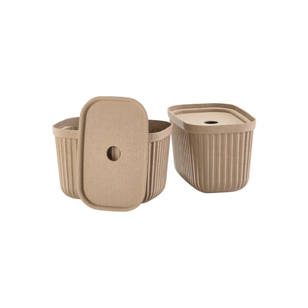 Svetlo rjave škatle za shranjevanje v kompletu 2 ks s pokrovom 23x16x20,5 cm Pulp – Zone-image-2