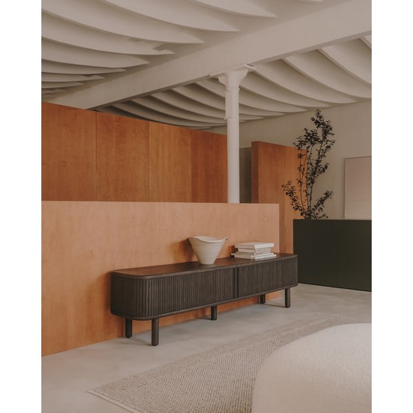 Temno rjava TV omarica v jesenovem dekorju 200x50 cm Mailen – Kave Home-image-1