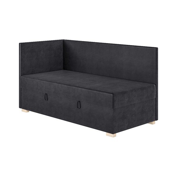 Temno modra kotna otroška postelja s prostorom za shranjevanje z vzmetnico 90x200 cm Flexi – Ghado-image-4