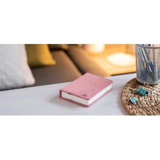 Rožnata majhna namizna LED svetilka v obliki knjige Gingko Booklight