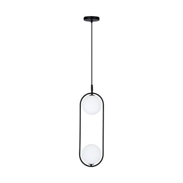 Črna viseča svetilka s steklenim senčnikom 18,5x15 cm Cordel - Candellux Lighting