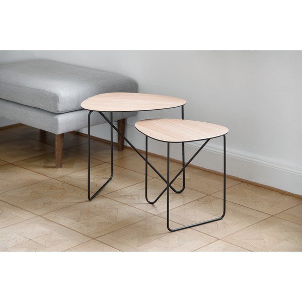 Kovinska klubska mizica v naravni barvi 44x50 cm Curve L Wood – LIND DNA-image-2