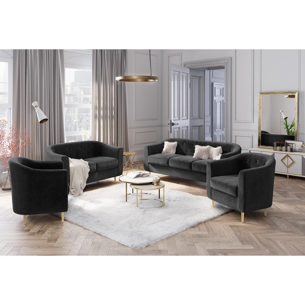 Temno siv žameten fotelj Kooko Home Corde-image-1