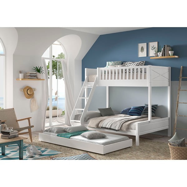 Bela pograd otroška postelja iz masivnega bora s prostorom za shranjevanje 140x200/90x200 cm SCOTT – Vipack-image-1