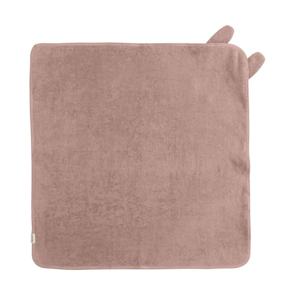 Rožnata/rjava bombažna otroška brisača s kapuco 75x75 cm Rabbit – Kindsgut-image-2