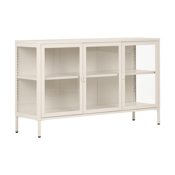 Kremno bela jeklena vitrina 140x85x40 cm Brisbane – House Nordic
