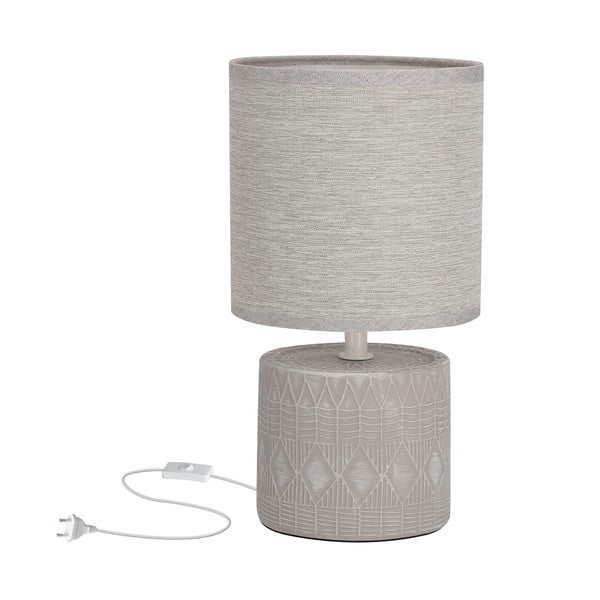 Siva namizna svetilka s tekstilnim senčnikom (višina 26 cm) Dina – Candellux Lighting