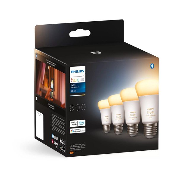 LED žarnice E27, 9 W v kompletu 4 ks White ambiance – Philips Hue-image-2