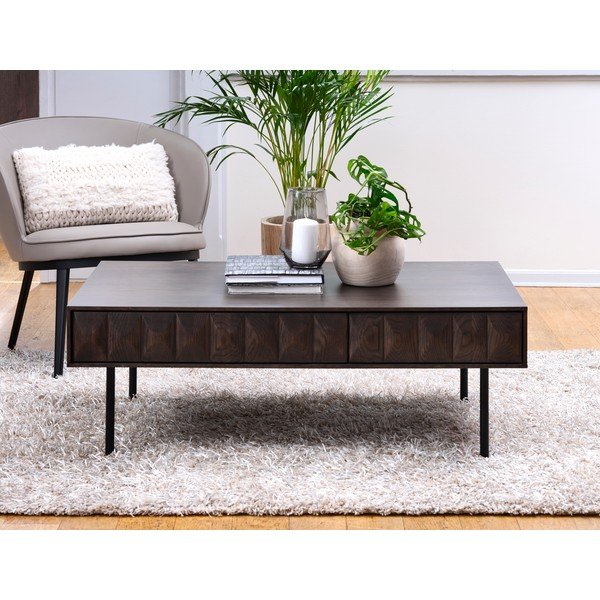 Temno rjava mizica z mizno ploščo v hrastovem dekorju 71x117 cm Latina – Unique Furniture-image-1