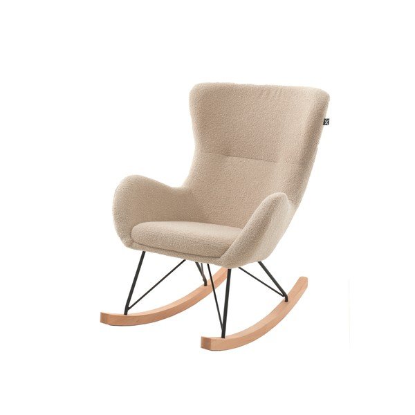 Bež gugalni otroški fotelj iz tkanine bouclé Rocky – Vipack