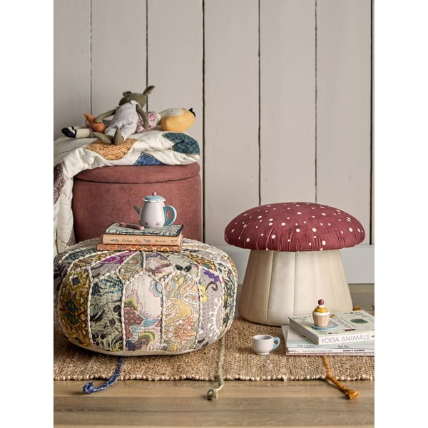 Rdeče-beli otroški žametni tabure Lue - Bloomingville Mini-image-4